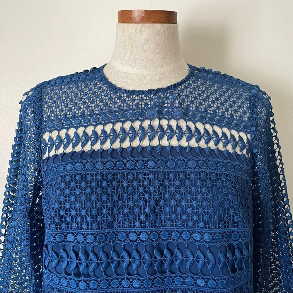 Anthropologie Shoshanna Blue Lace Peplum Top NWOT Medium